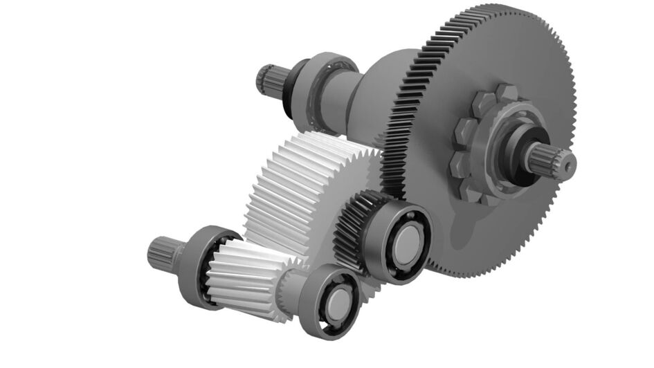 Transmission modified by TUM to run on specially designed VESTAKEEP® gears (in white).